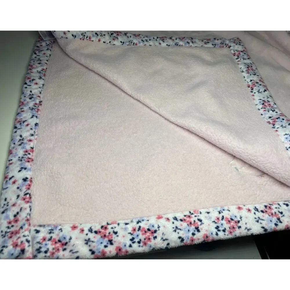 Carters Owl Always Love You Baby Blanket Pink Blue Floral Trim Plush - READ